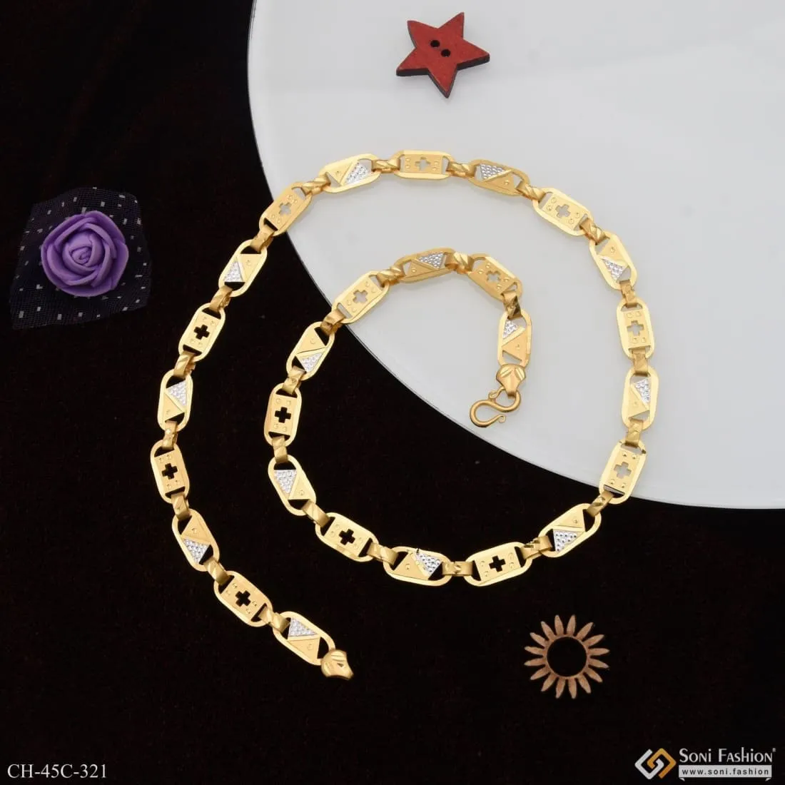 1 Gram Gold Plated Plus Nawabi Sophisticated Design Chain For Men - Style C321
