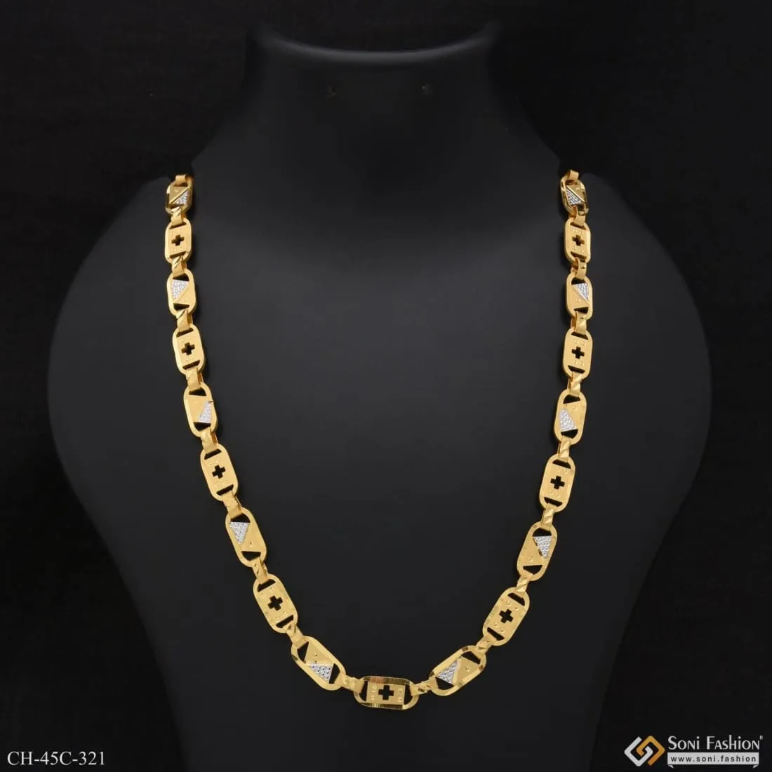 1 Gram Gold Plated Plus Nawabi Sophisticated Design Chain For Men - Style C321