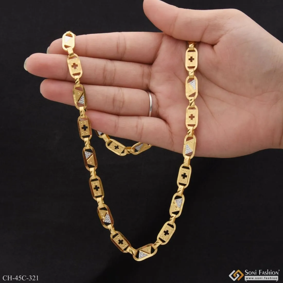 1 Gram Gold Plated Plus Nawabi Sophisticated Design Chain For Men - Style C321