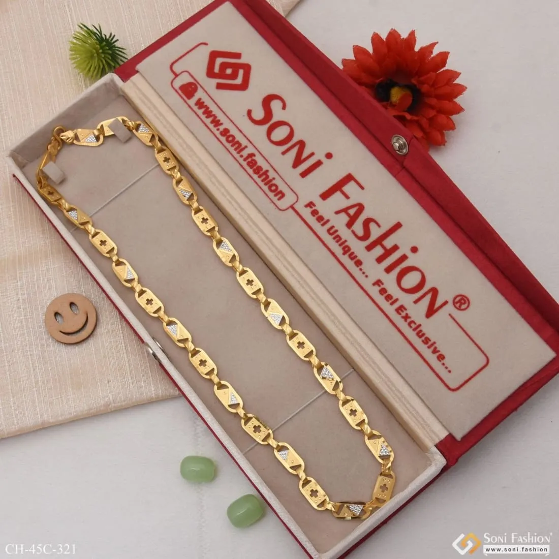 1 Gram Gold Plated Plus Nawabi Sophisticated Design Chain For Men - Style C321