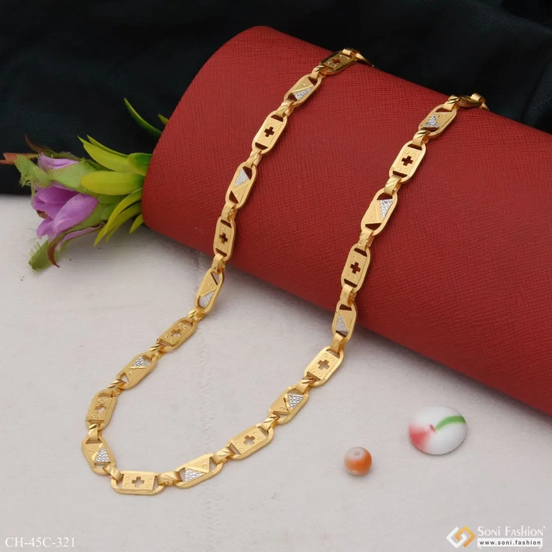 1 Gram Gold Plated Plus Nawabi Sophisticated Design Chain For Men - Style C321