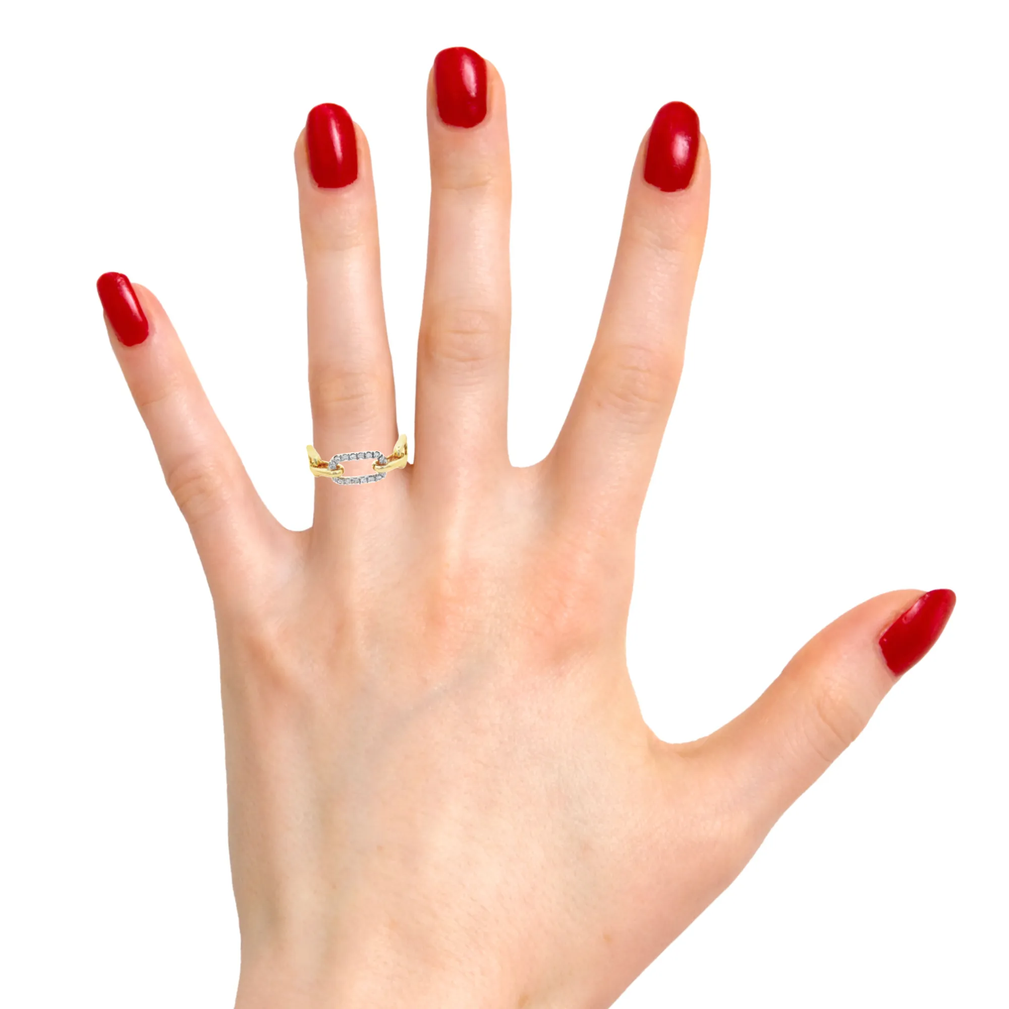 14K Diamond Open Link Ring