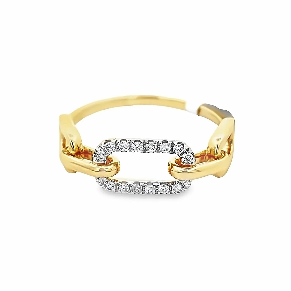 14K Diamond Open Link Ring