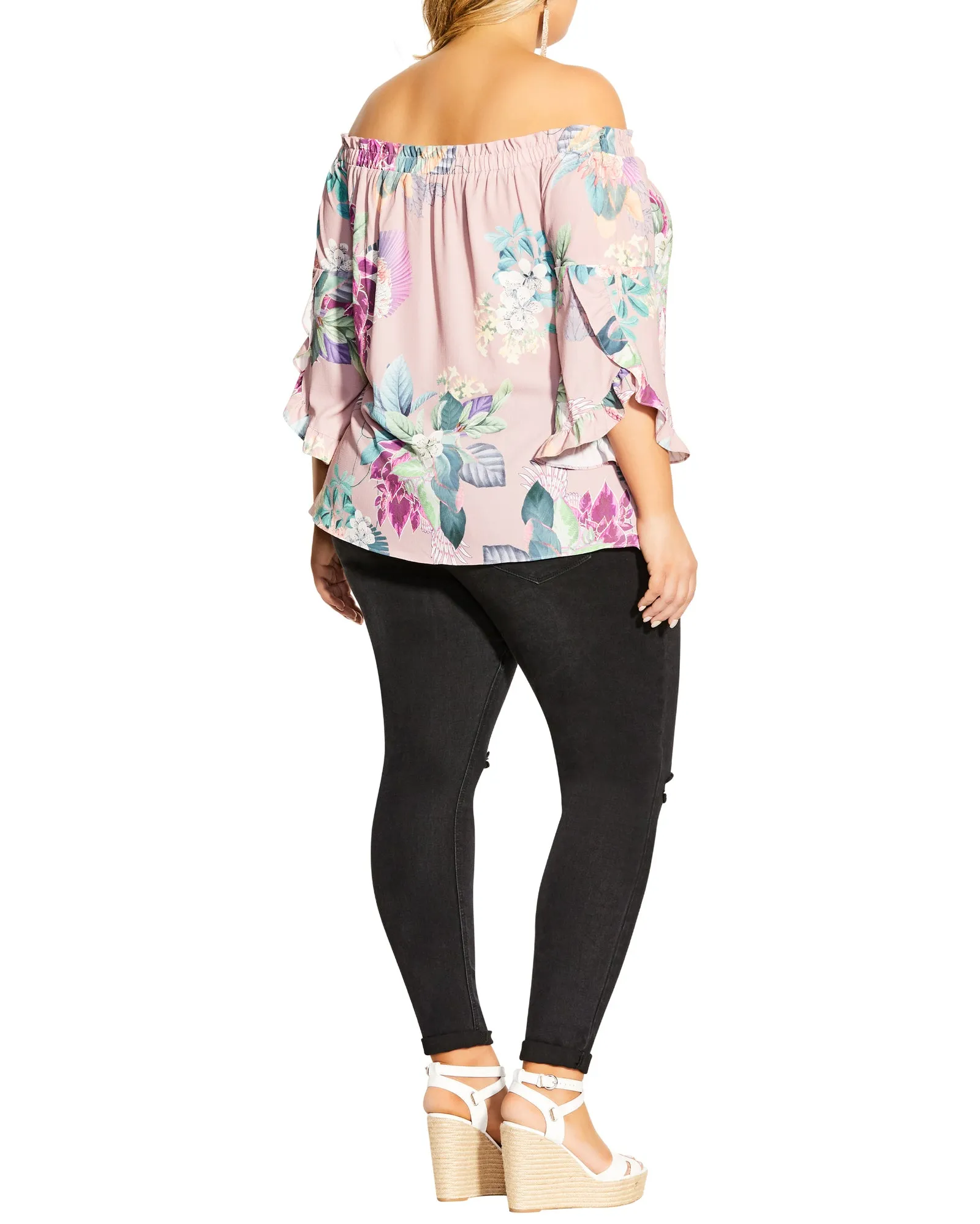 Alita Shoulder Top | Pink / Light Blue