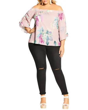 Alita Shoulder Top | Pink / Light Blue