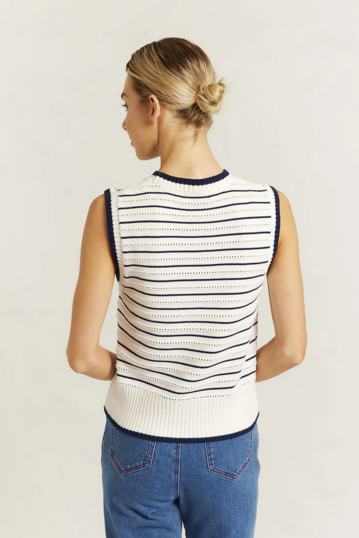 Alyssa Cotton Knit Vest in Ivory