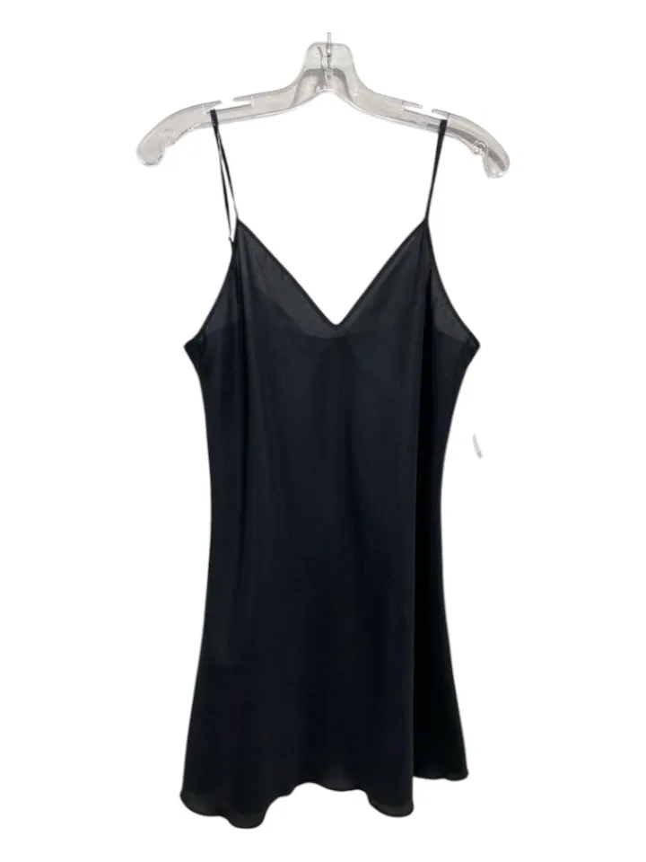Anna Sui Size 6 Black Polyester Spaghetti Strap V Neck Dress
