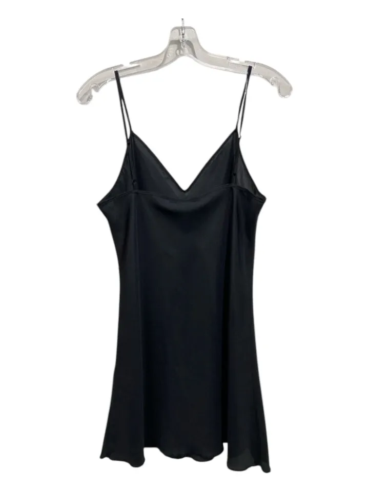 Anna Sui Size 6 Black Polyester Spaghetti Strap V Neck Dress