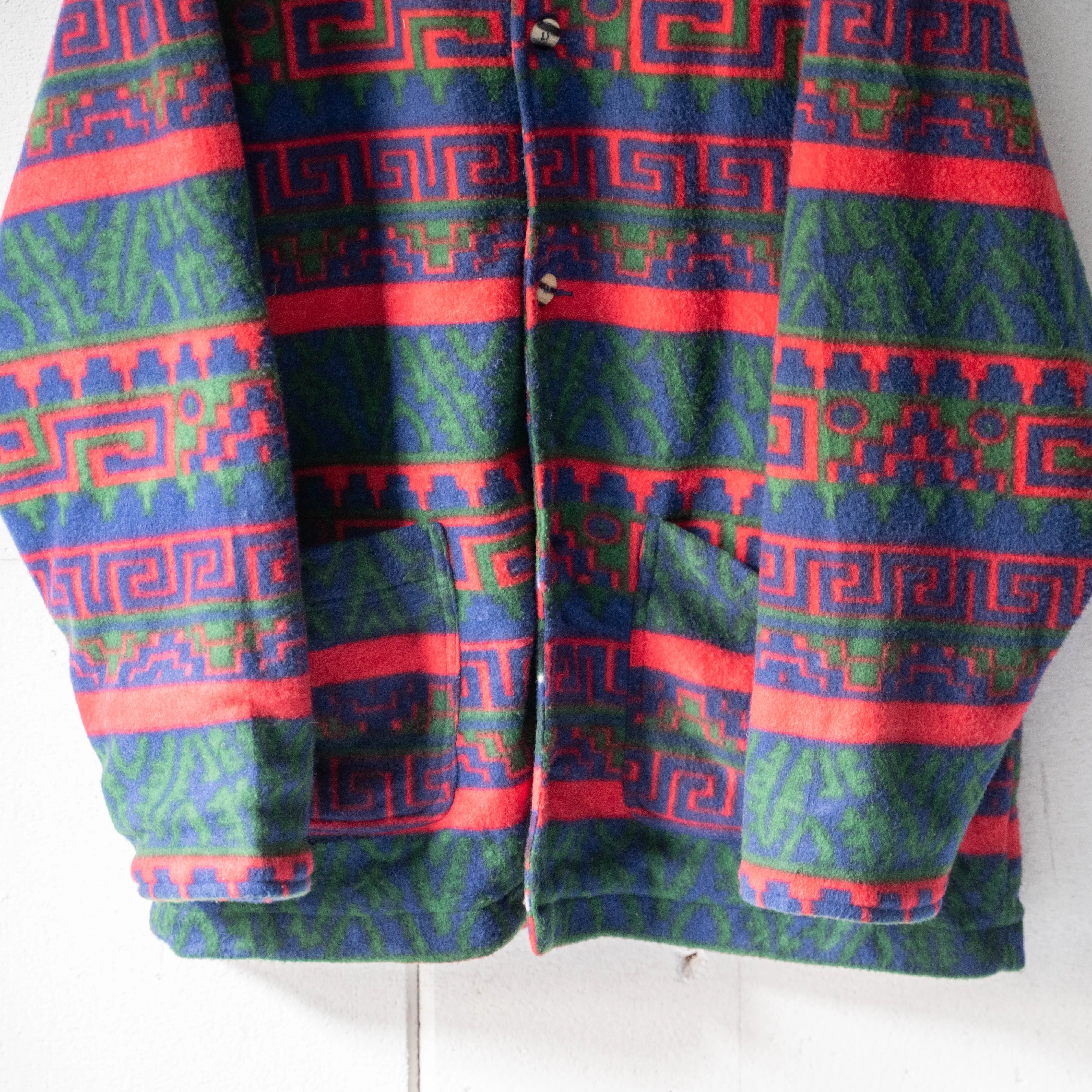 around 1980s Swiss ethnic pattern fleece jacket