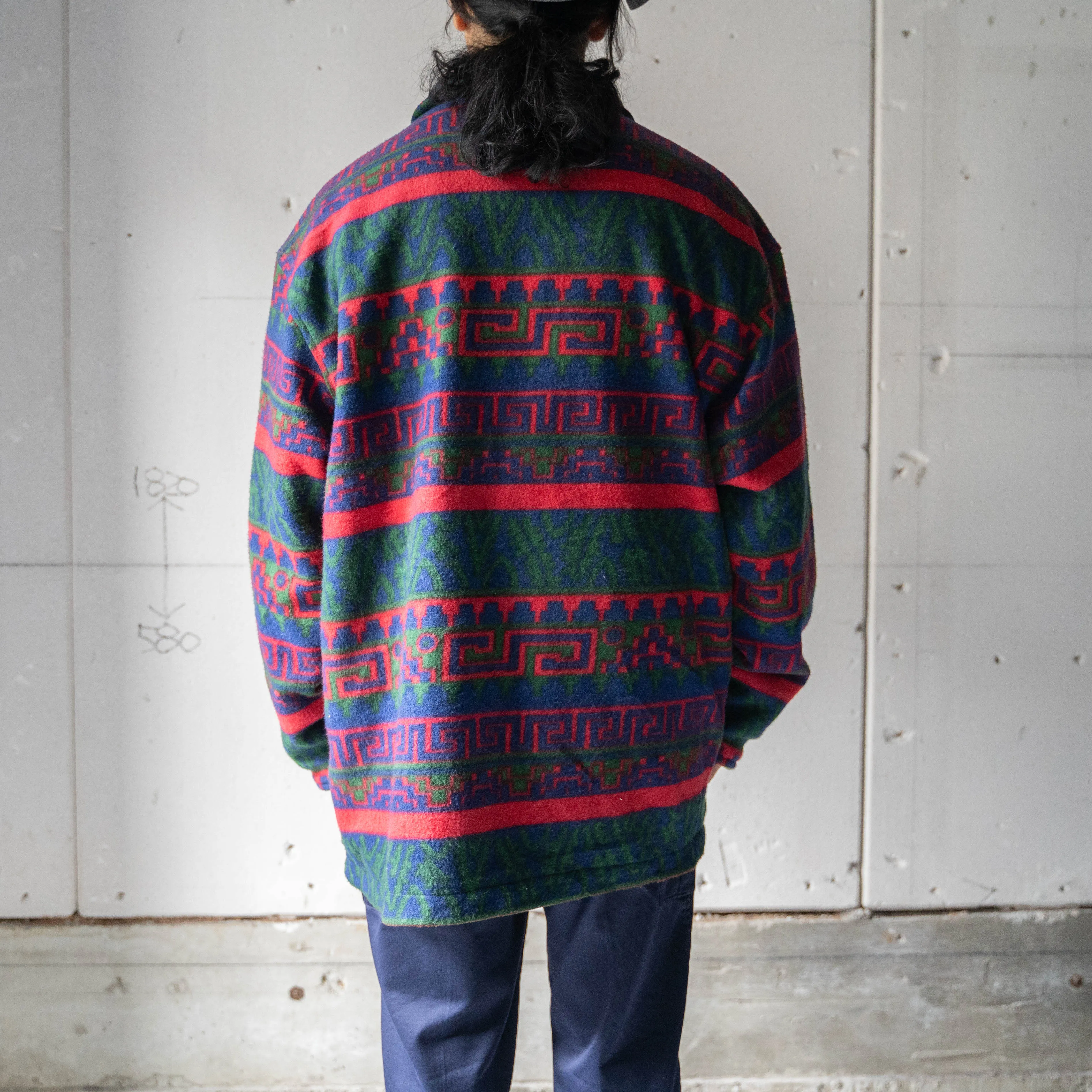 around 1980s Swiss ethnic pattern fleece jacket