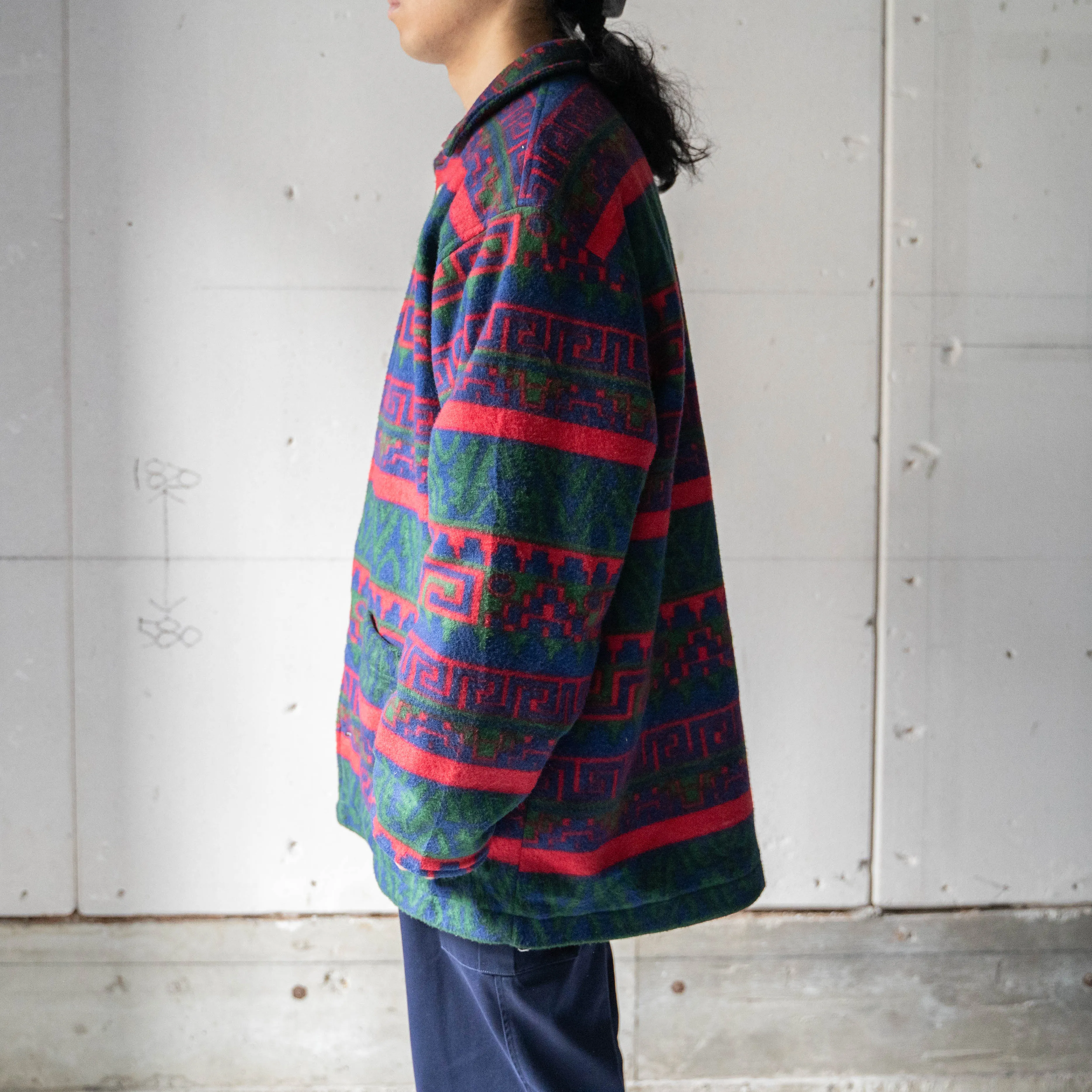 around 1980s Swiss ethnic pattern fleece jacket