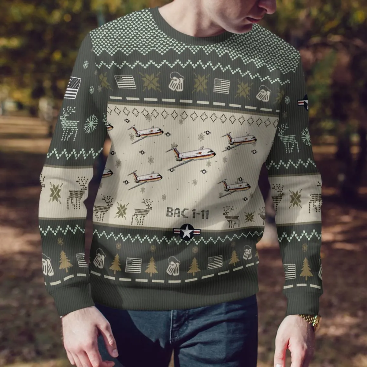 BAC 1-11_Aircraft Ugly Sweater, Ugly Sweater Christmas Shirt for Men Dad Veteran