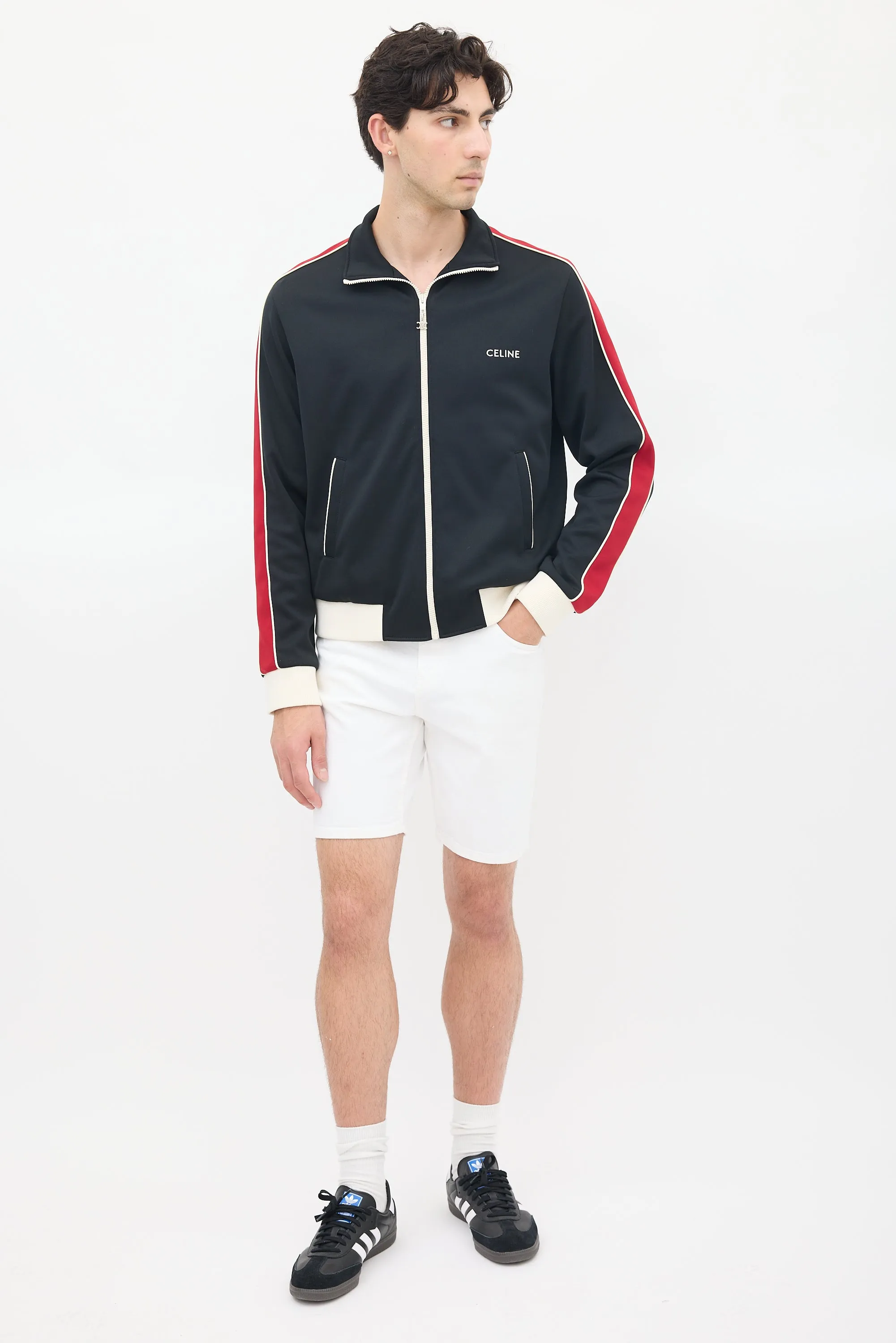 Black & Red Striped Logo Track Jacket