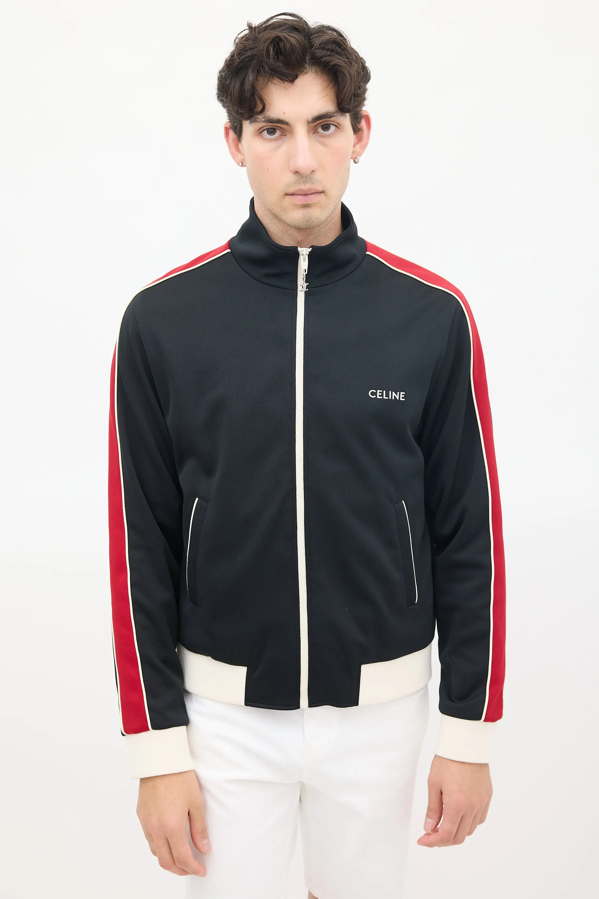 Black & Red Striped Logo Track Jacket