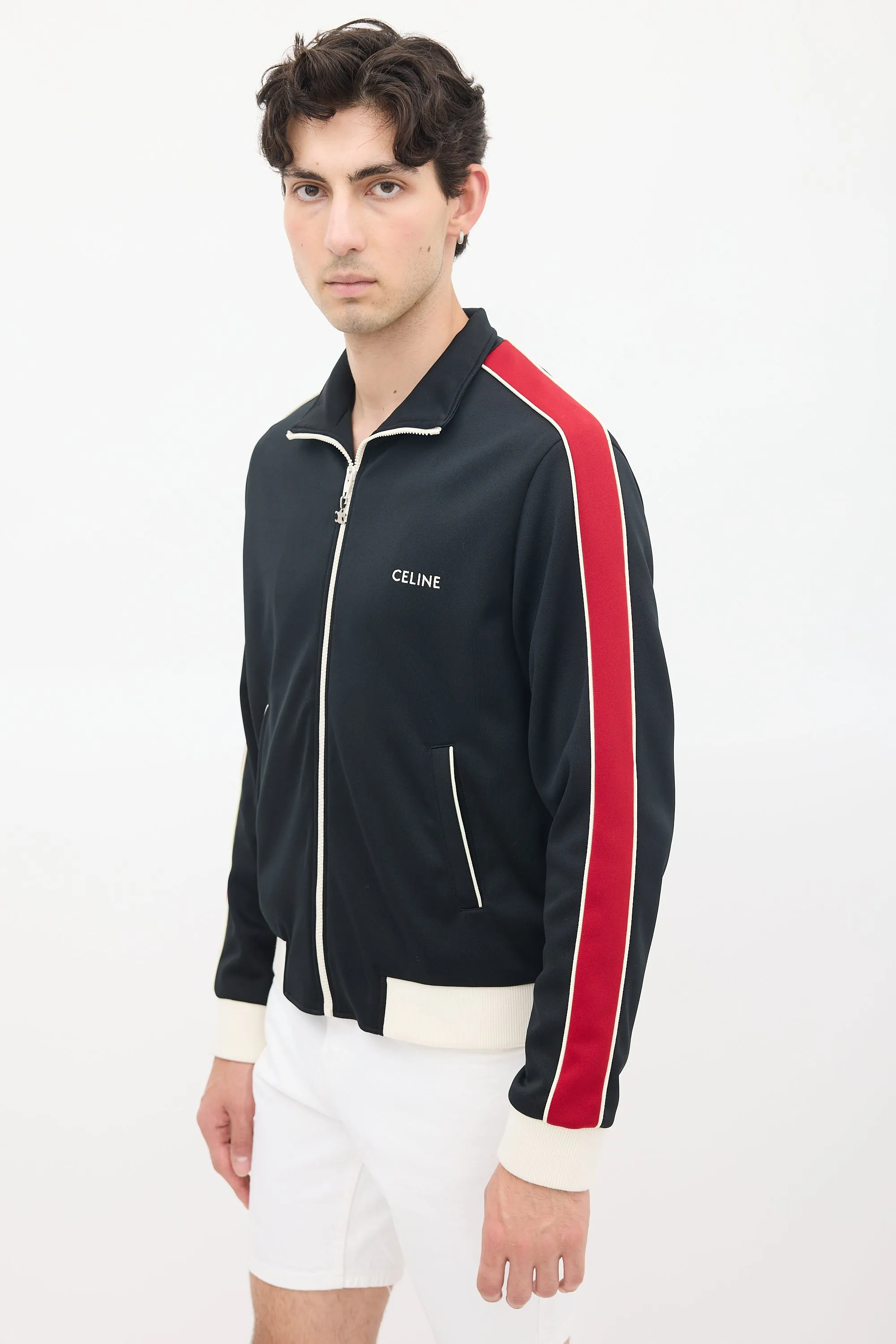 Black & Red Striped Logo Track Jacket