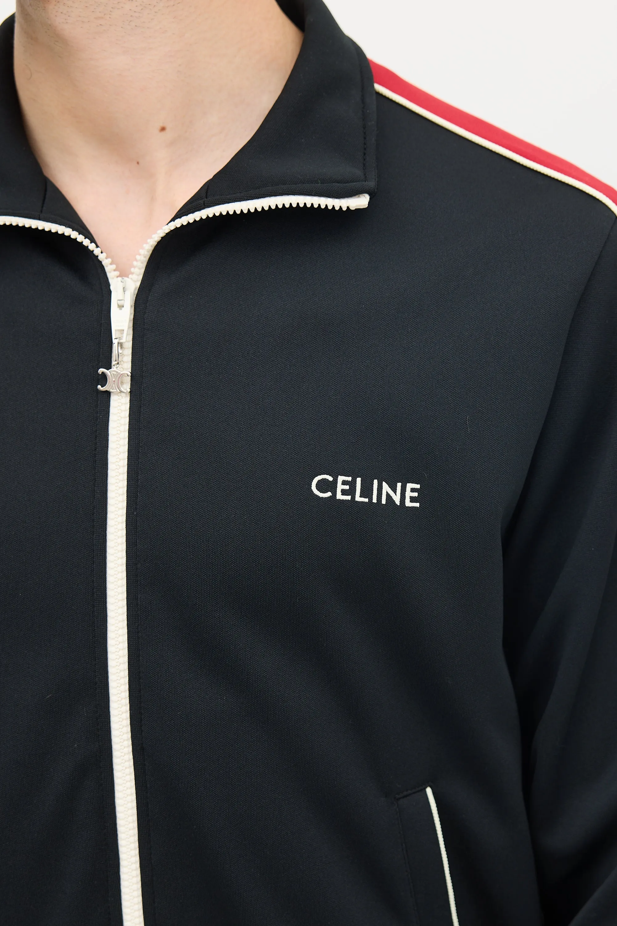 Black & Red Striped Logo Track Jacket