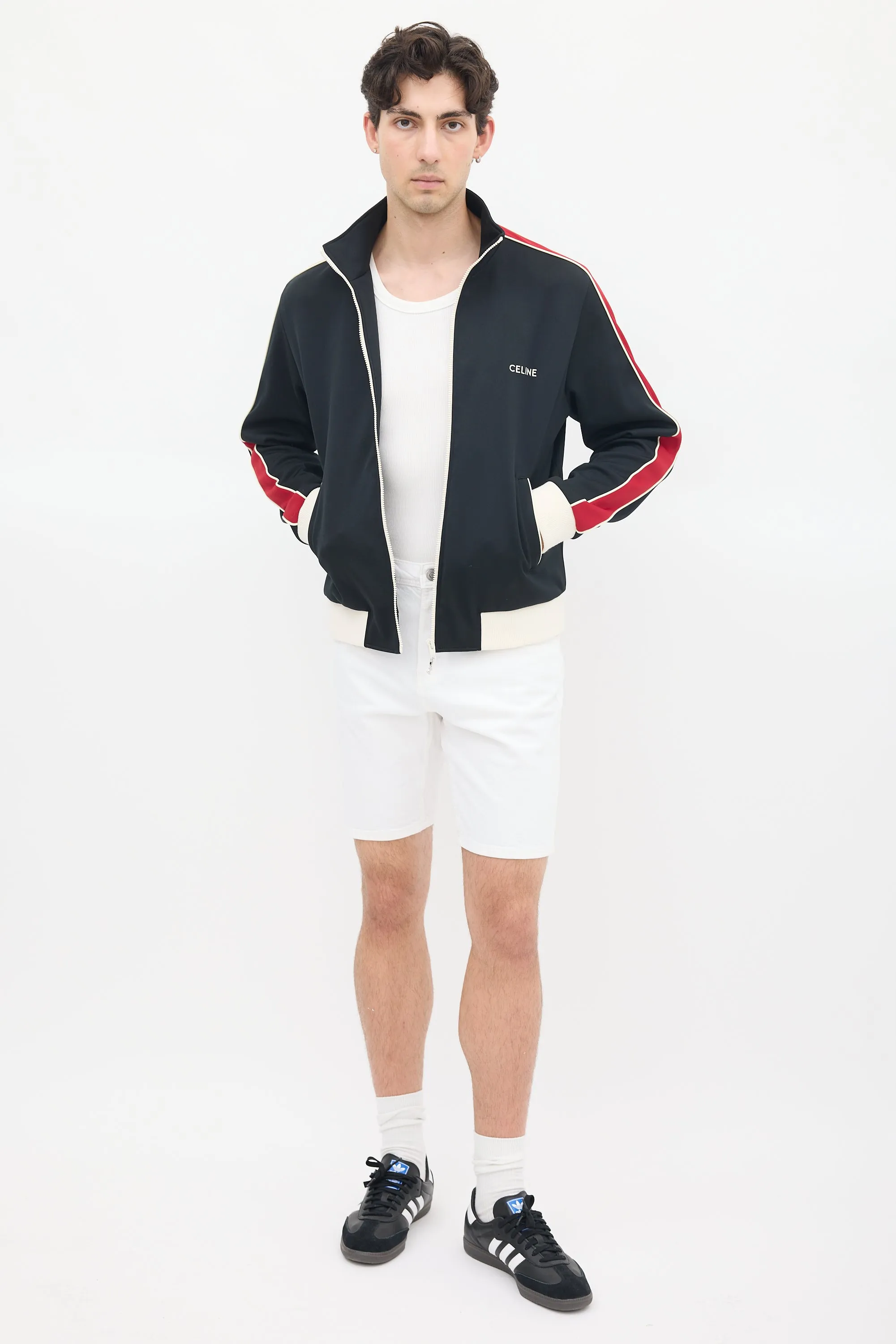 Black & Red Striped Logo Track Jacket