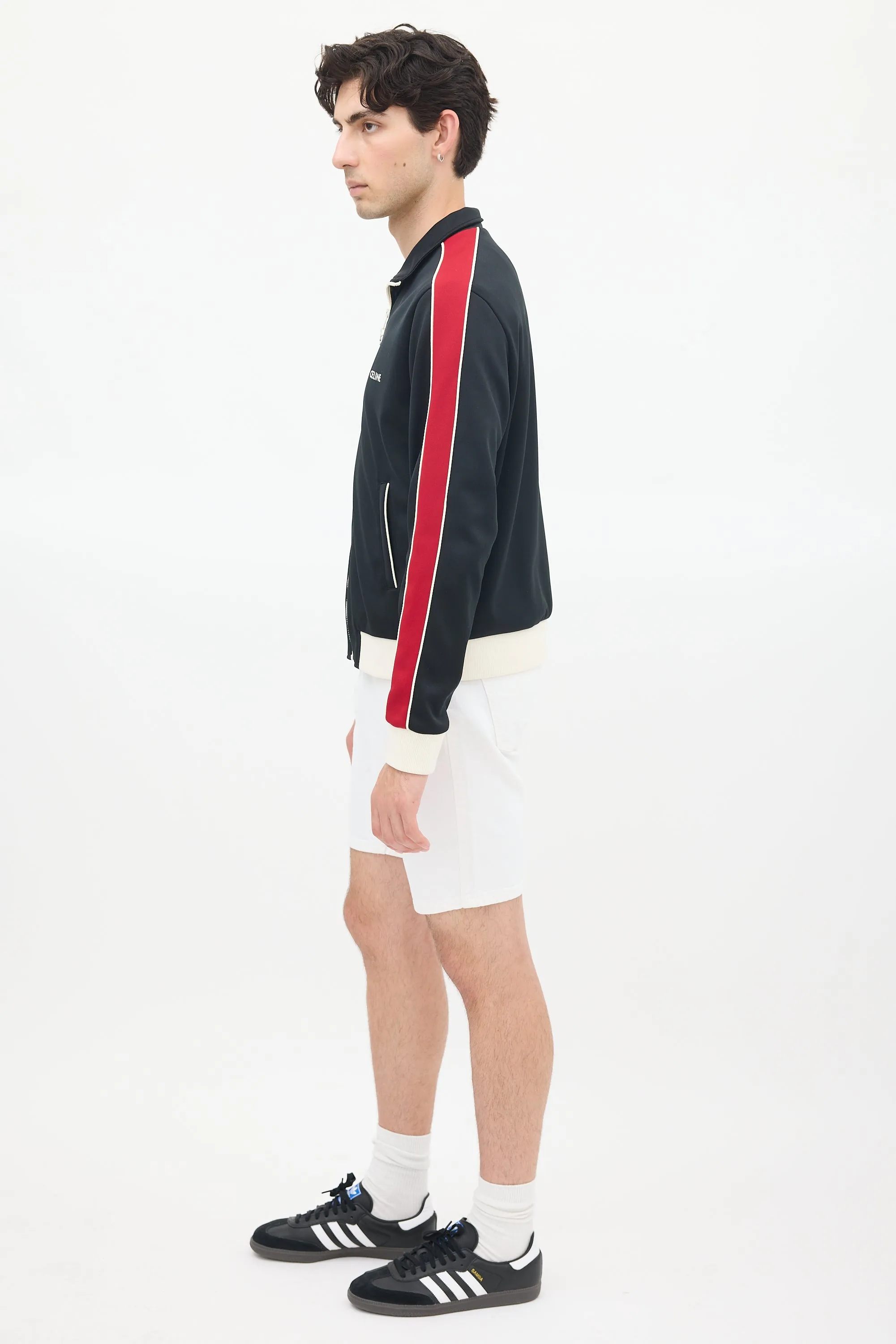 Black & Red Striped Logo Track Jacket