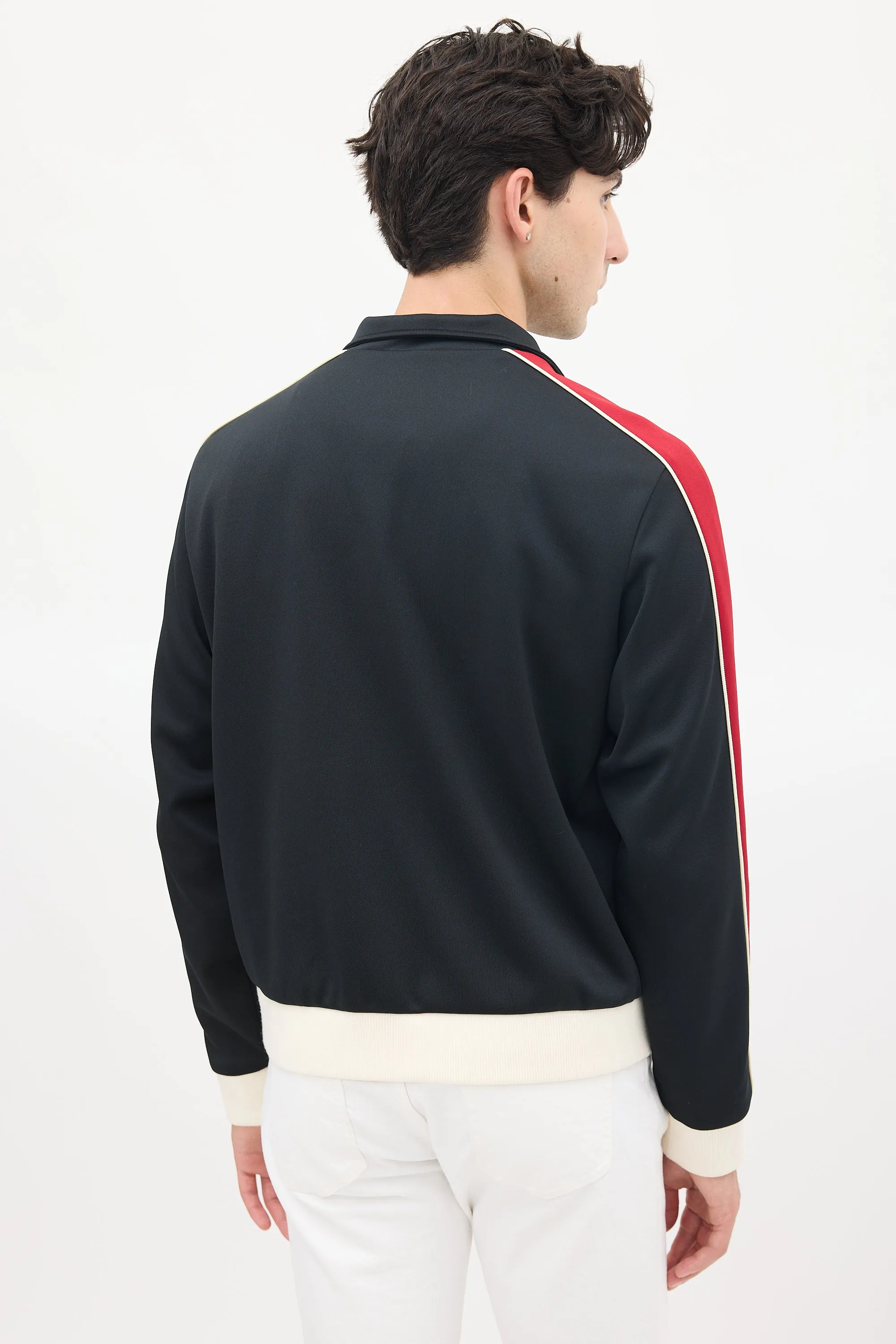 Black & Red Striped Logo Track Jacket