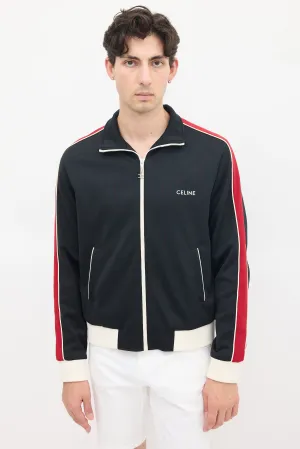 Black & Red Striped Logo Track Jacket