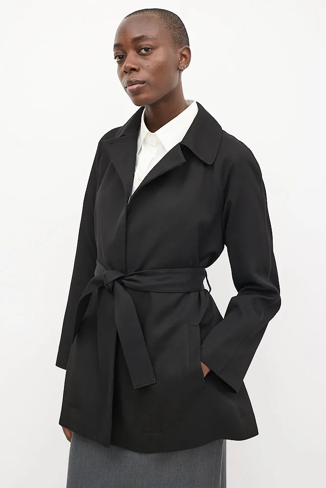 Black Open Belted Coat