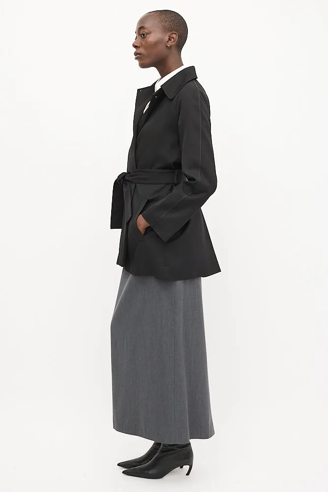 Black Open Belted Coat