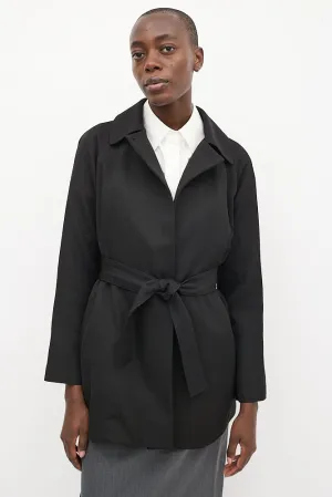 Black Open Belted Coat