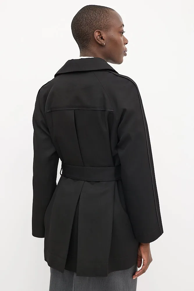 Black Open Belted Coat