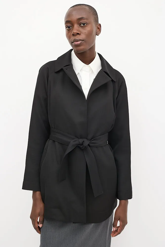 Black Open Belted Coat