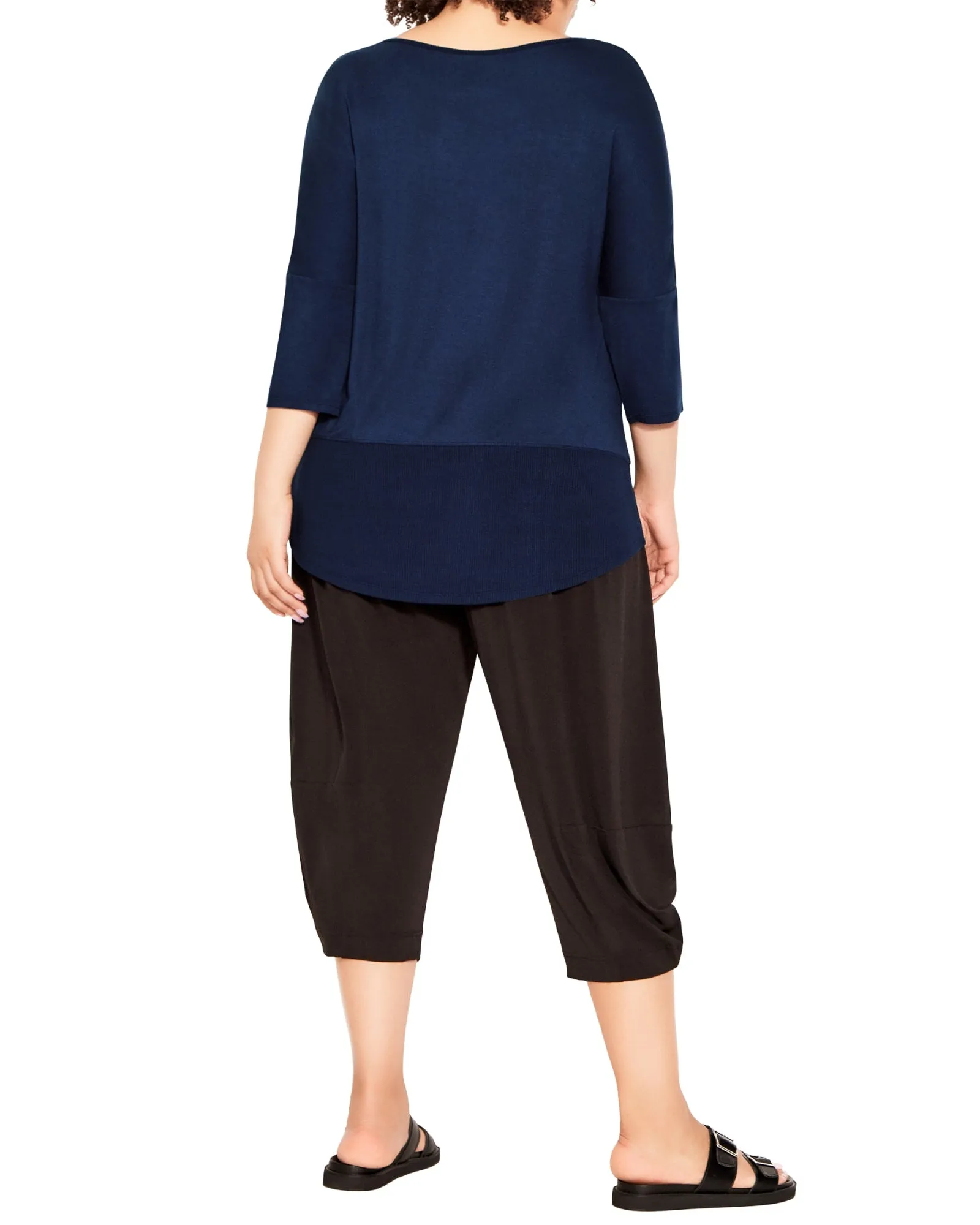 Carrie Contrast Top | Navy