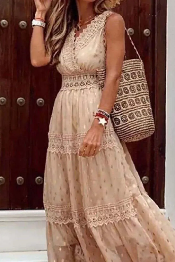 Chiffon Spliced Midi summer Dress