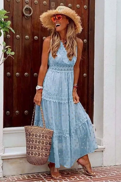 Chiffon Spliced Midi summer Dress