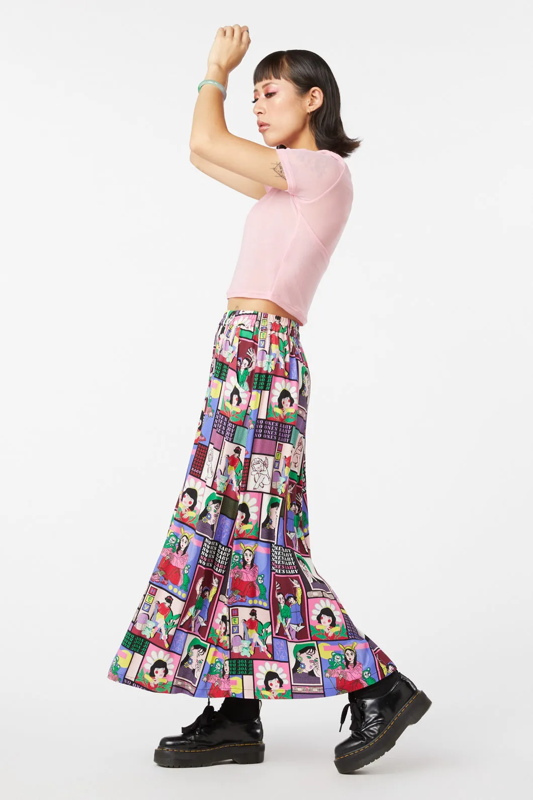 Comic Viscose Midi Skirt
