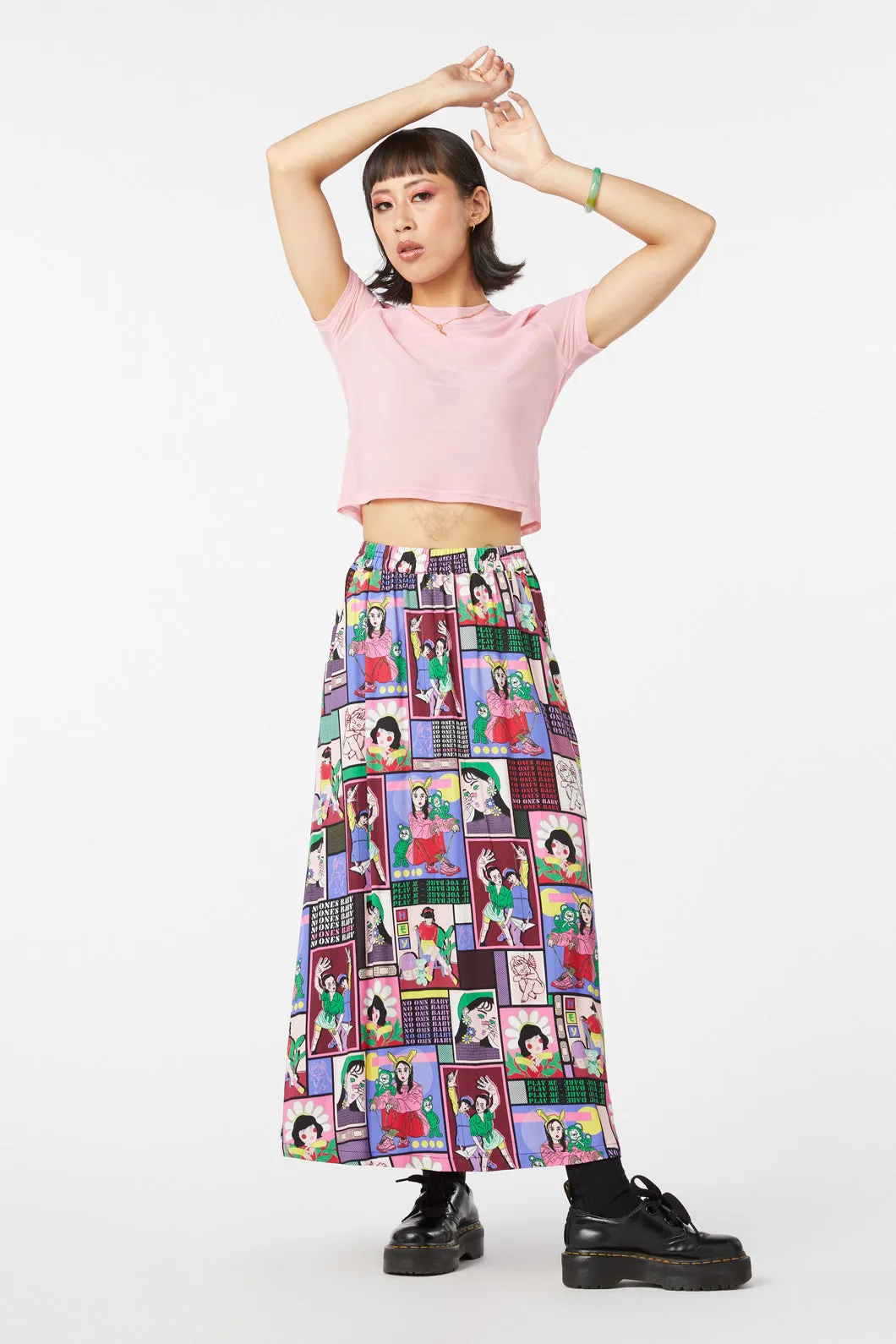 Comic Viscose Midi Skirt