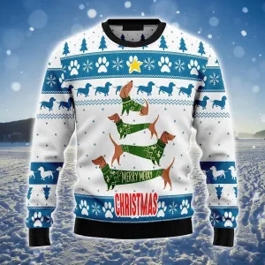 Dachshund Ugly Sweater, Cute Dachshund Winter Pattern Ugly Sweater For Men & Women, Perfect Gift For Dachshund Lover