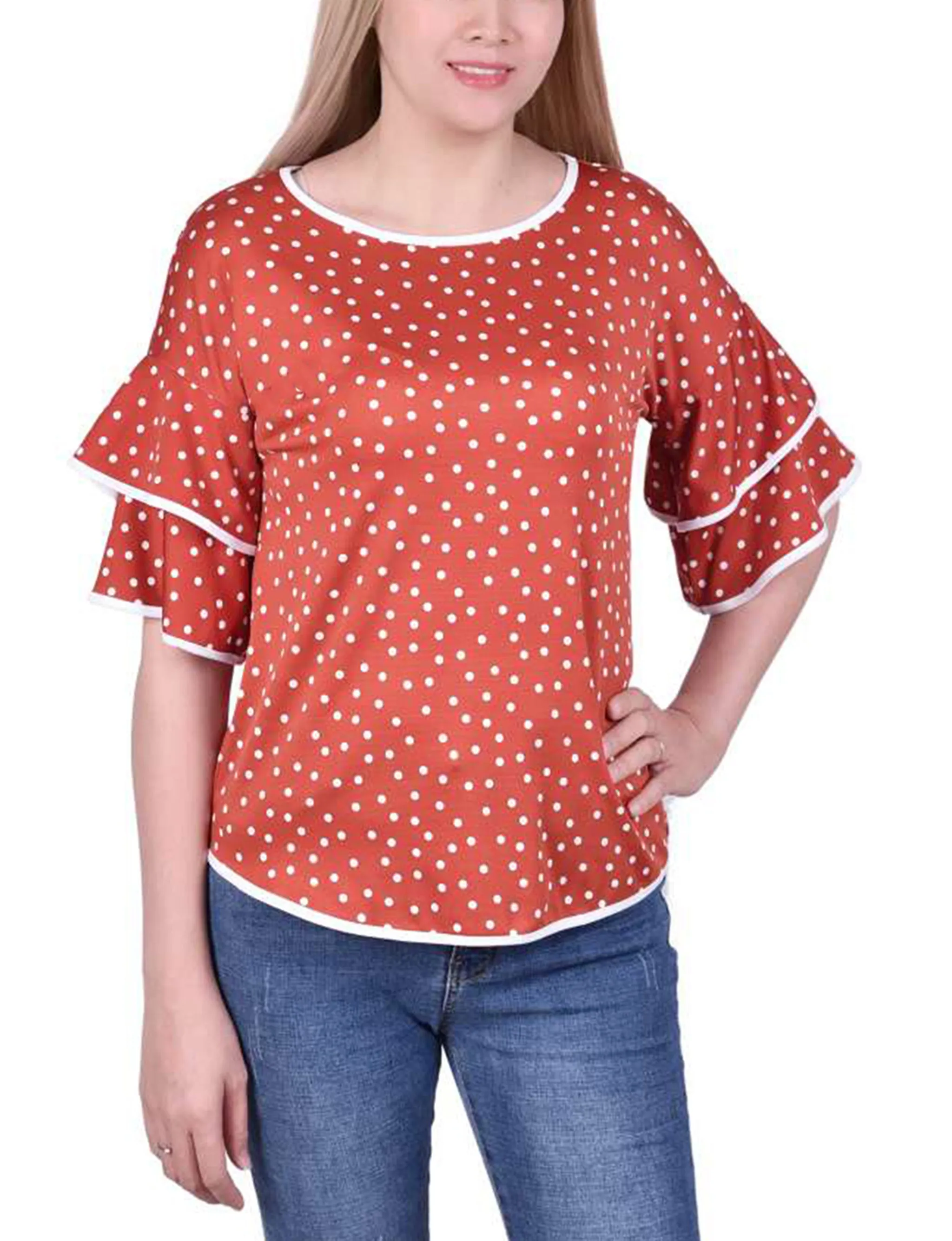 Double Layer Elbow Sleeve Top