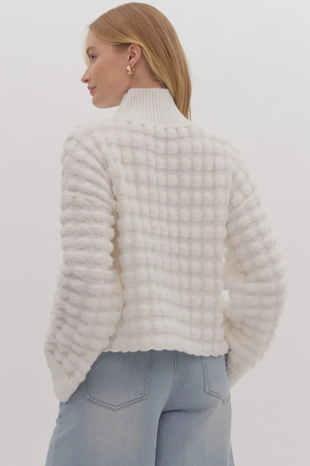 Entro White Turtleneck Crop Sweater