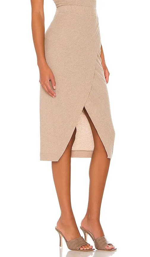Enza Costa Cashmere Midi Skirt in Tan