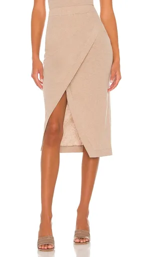 Enza Costa Cashmere Midi Skirt in Tan