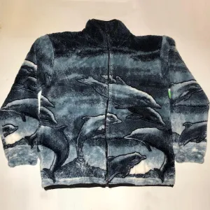 Fashion retro dolphin print polar fleece jacket