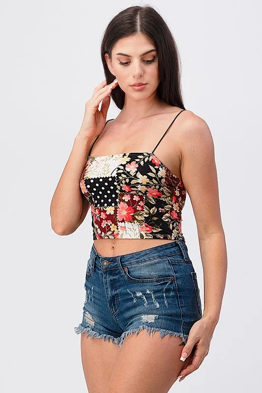 Floral Patchwork Crop Top