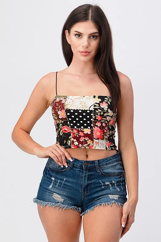 Floral Patchwork Crop Top