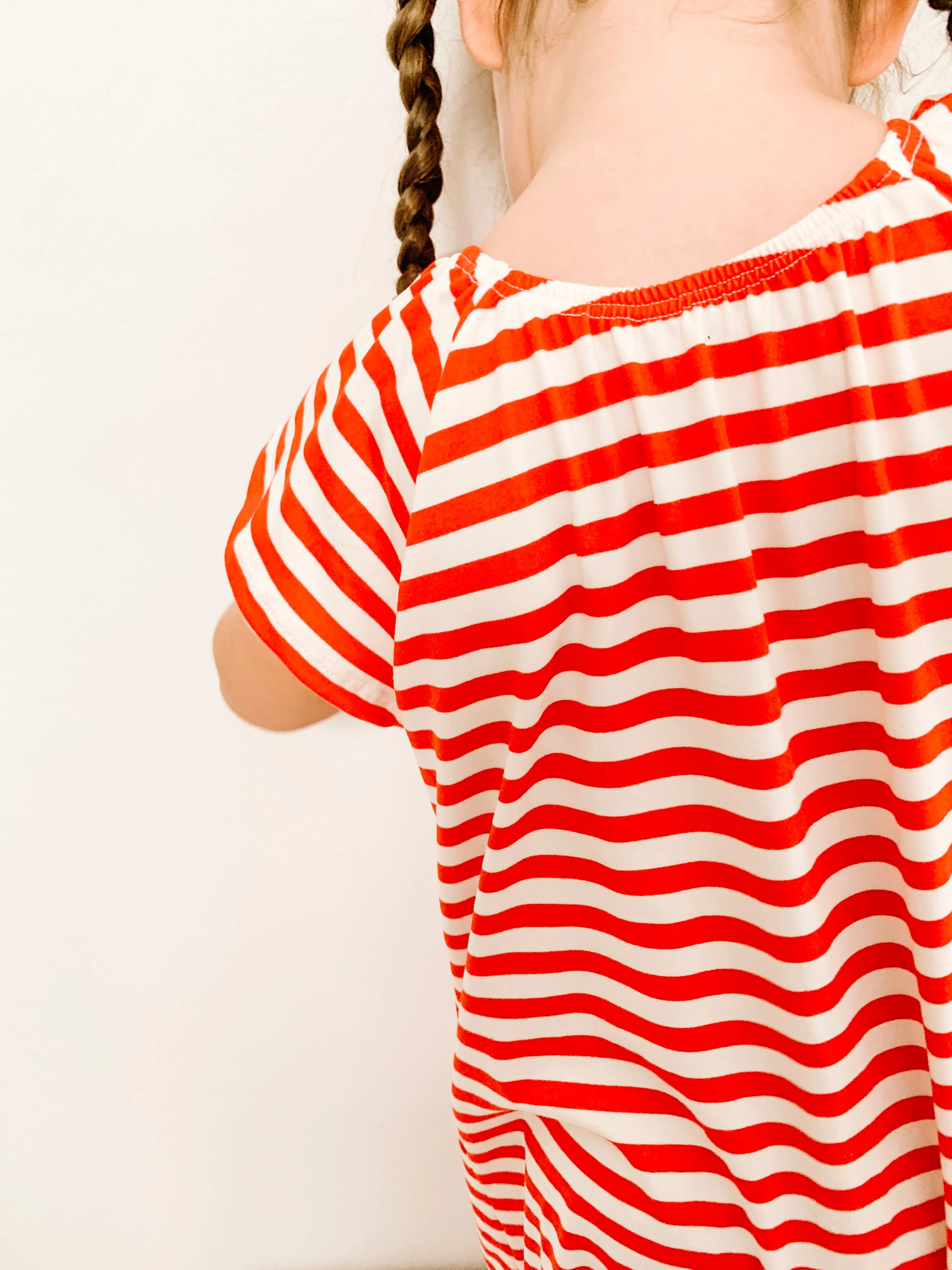 Flutter Sleeve Nightgown in Red Stripe
