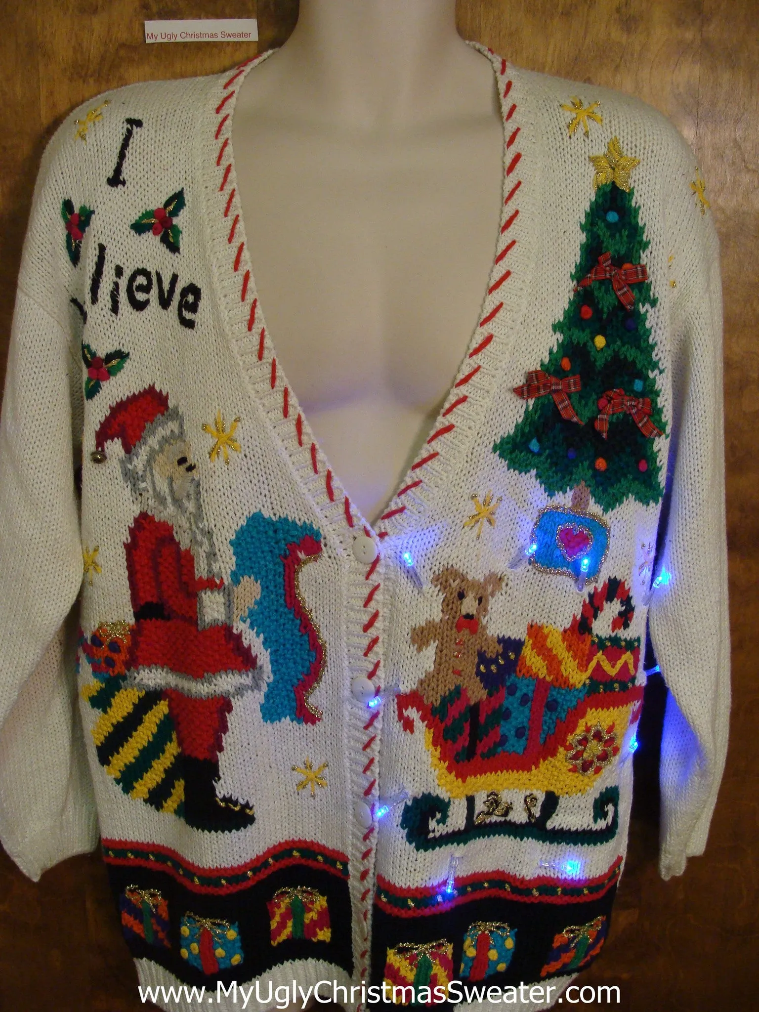 Funny 80s Old School Xmas Sweater with Lights