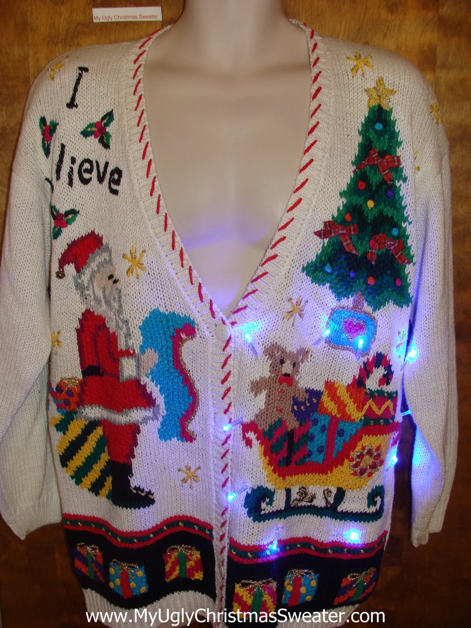 Funny 80s Old School Xmas Sweater with Lights