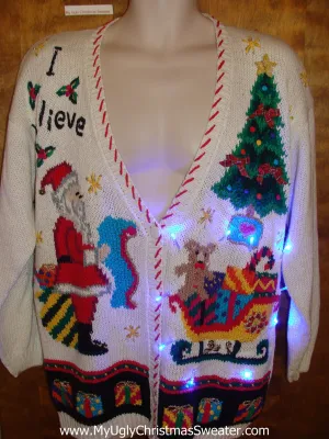 Funny 80s Old School Xmas Sweater with Lights