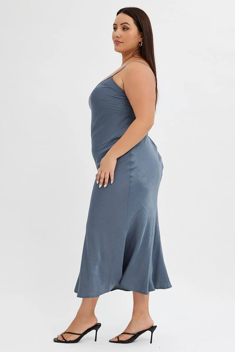 Grey Slip Dress Sleeveless Maxi