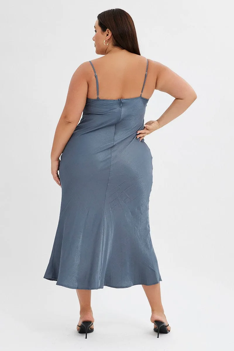 Grey Slip Dress Sleeveless Maxi