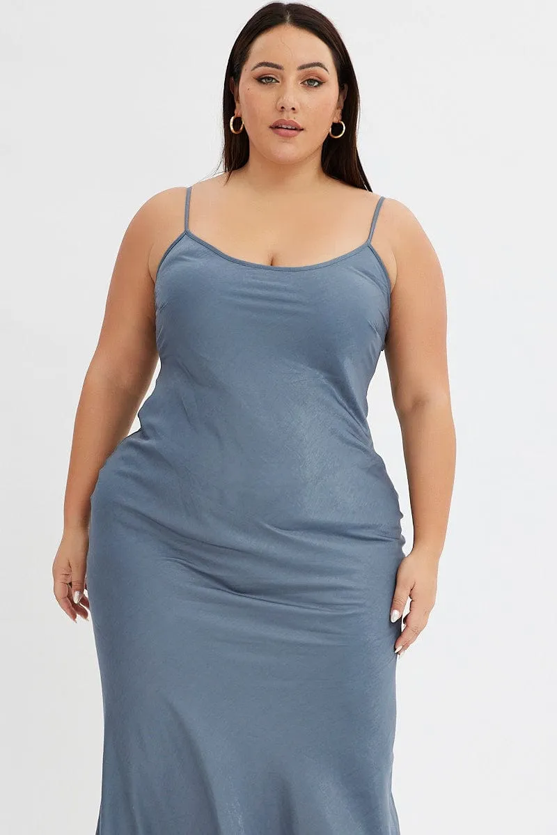 Grey Slip Dress Sleeveless Maxi
