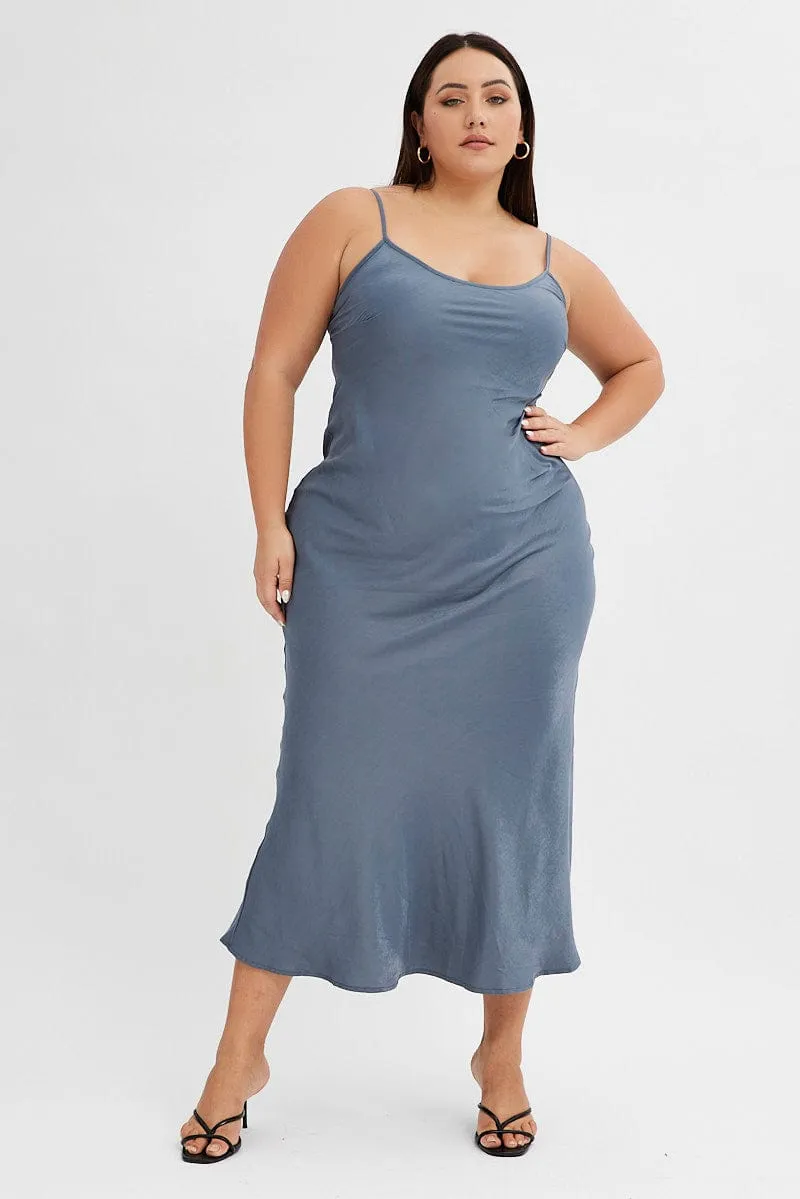 Grey Slip Dress Sleeveless Maxi